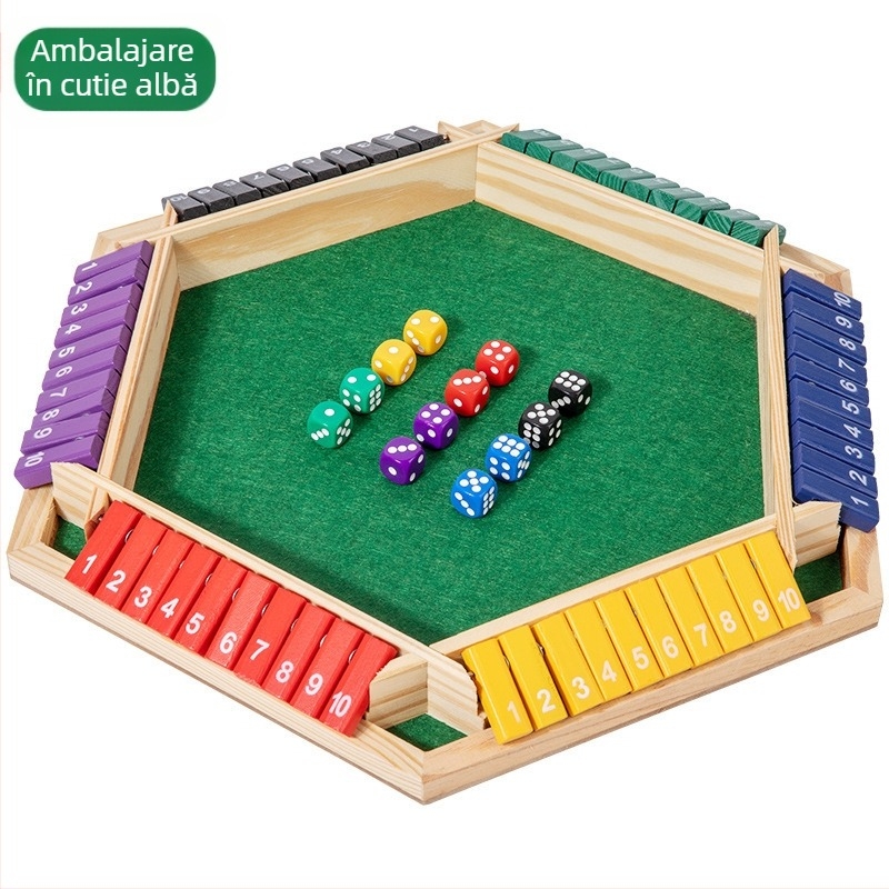 Joc din lemn cu fețe duble, șase fețe pentru copii, joc de masă pentru familie