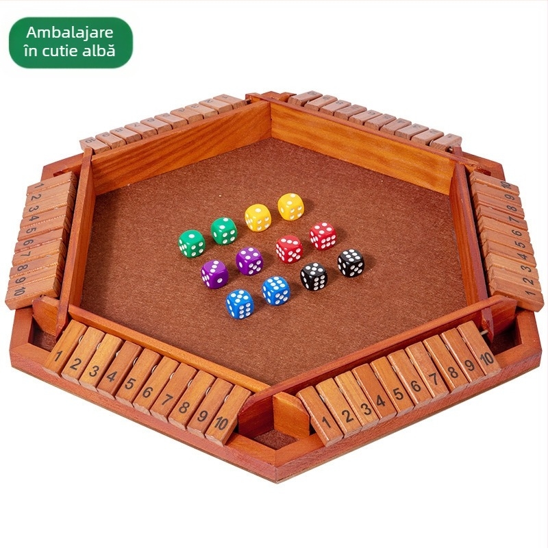 Joc din lemn cu fețe duble, șase fețe pentru copii, joc de masă pentru familie