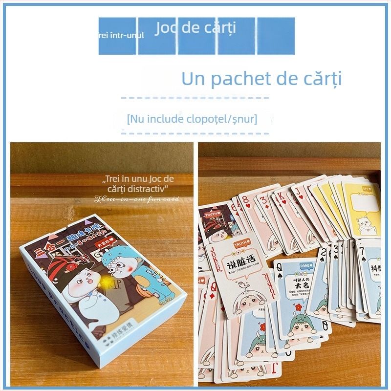 Joc de societate trei în unu cu cărți: Adevăr sau Provocare, atmosferă romantică pentru cupluri | Brand: Jie tengwei