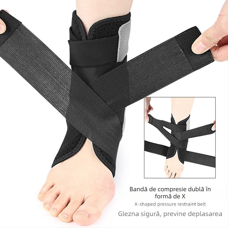 Susținere gleznă - elasticitate dublă, reglabilă și dinamică, material SBR, pentru alergare, ciclism și masaj de recuperare