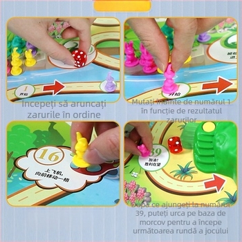 Joc de masă Capcana iepurașului – plastic, joc de familie, dezvoltare intelectuală și dexteritate fină, joc interactiv, vârste 4–61 de ani