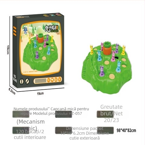 Joc de masă Capcana iepurașului – plastic, joc de familie, dezvoltare intelectuală și dexteritate fină, joc interactiv, vârste 4–61 de ani