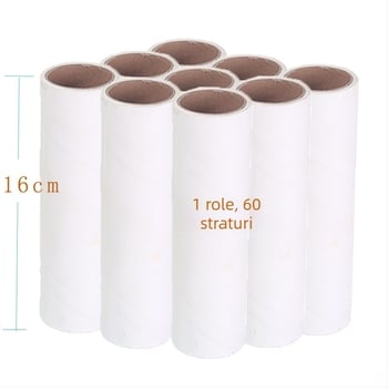 Rulou lipicios pentru îndepărtarea părului cu hârtie de praf în 60 straturi, nucleu înlocuibil, ruptură oblică