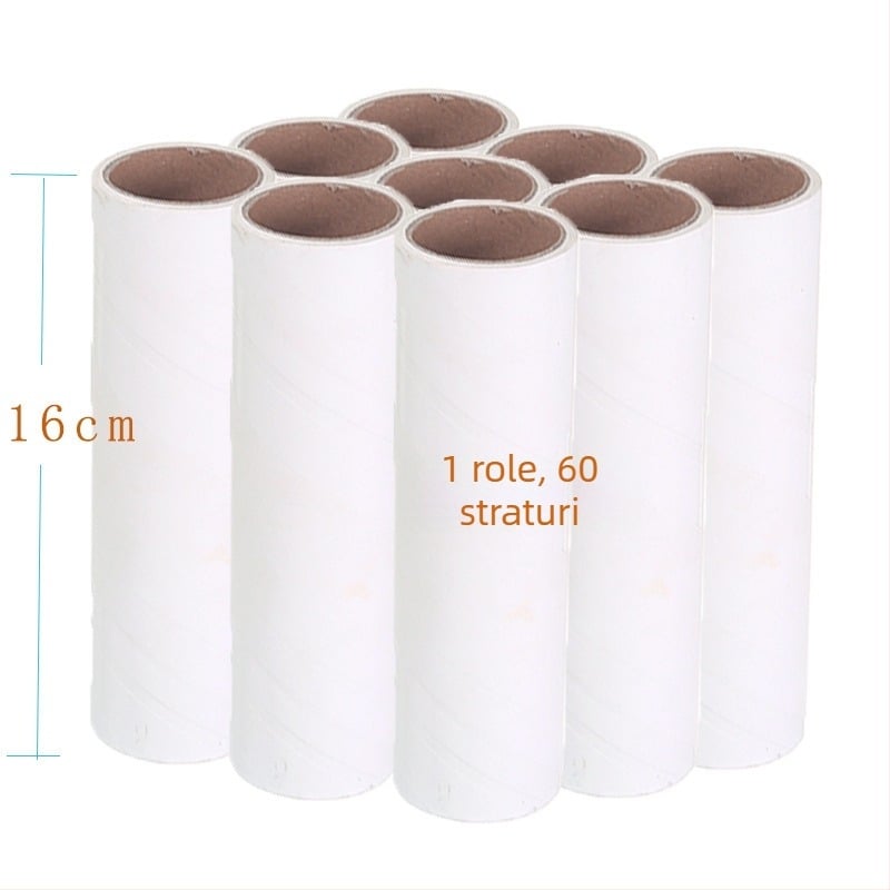 Rulou lipicios pentru îndepărtarea părului cu hârtie de praf în 60 straturi, nucleu înlocuibil, ruptură oblică