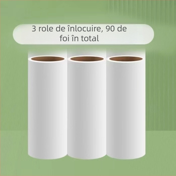 Rulou portabil pentru scame, cu două fețe, pentru haine și canapele, perie reutilizabilă pentru îndepărtarea părului cu capac