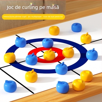 Joc de curling pe masă pentru doi — joc interactiv părinte-copil, dezvoltare coordonare mână-ochi, vârsta 7–14