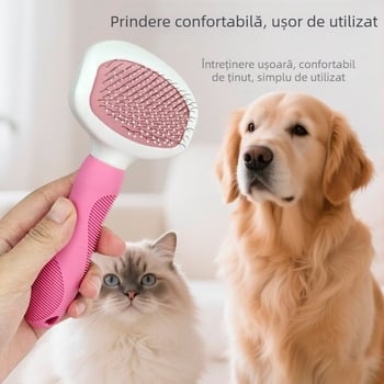 Pieptene pentru îngrijire a animalelor de companie, dinți de ace și mărgele, perie pentru îndepărtarea părului și descurcarea nodurilor — ABS/TPR/Oțel inoxidabil