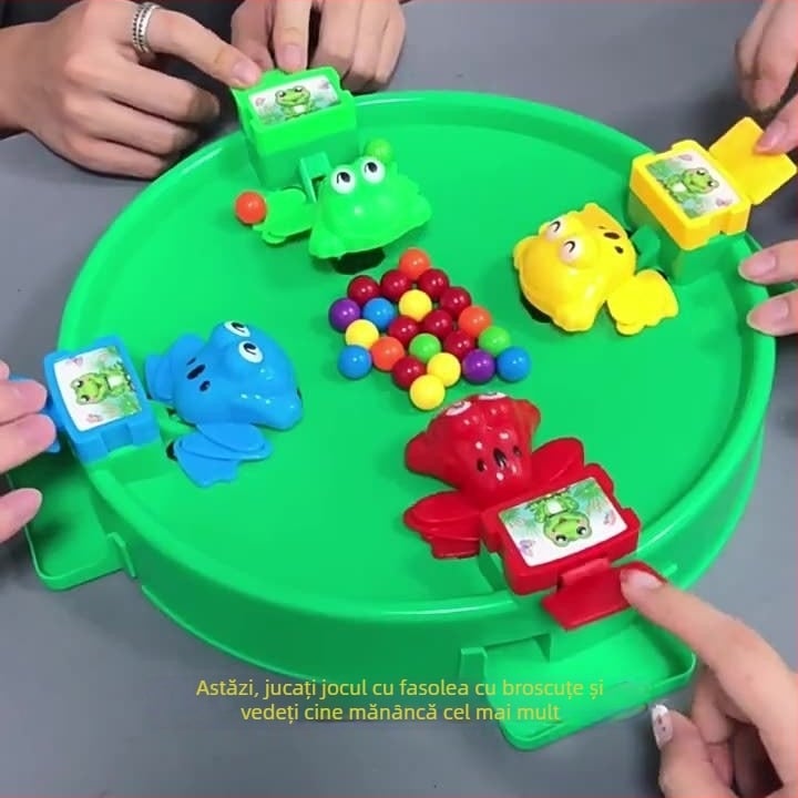 Joc de masă cu broscuța interactivă care prinde mărgele — joc educațional multiplayer pentru copii 4–14 ani, dezvoltă gândirea și coordonarea mână-creier