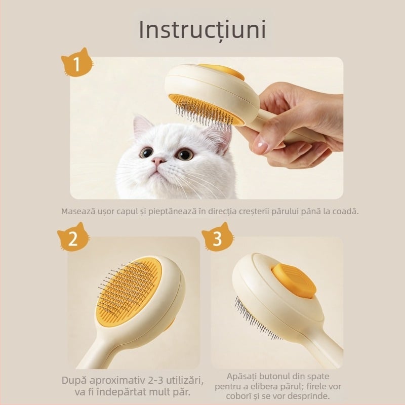 Perie de îngrijire pentru pisici și câini pentru descurcarea și îndepărtarea părului, perie rotundă pentru blana animalelor de companie (Material: plastic; Cod produs: TQ-CW-093; Aplicabil: Universal)