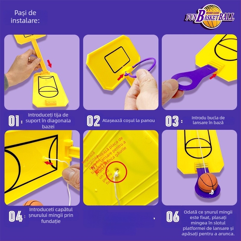 Baschet mini pe masă pentru copii — jucărie educativă, interactivă, destresantă; material ABS • One Happy World • utilizare în interior • dezvoltă coordonarea mână-ochi