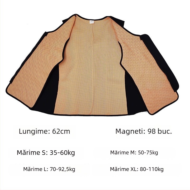 Bandă talie cu încălzire proprie din turmalin, încălzitor pentru spate, terapie magnetică pentru adulți, poliester