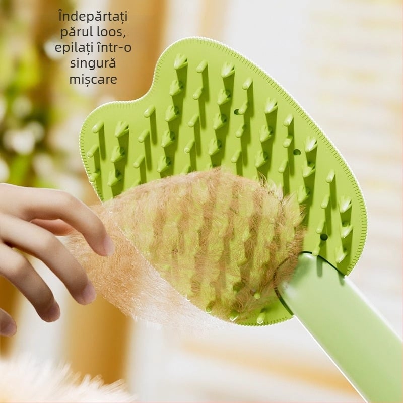 Pieptene de îngrijire pentru pisici și câini cu masaj — îndepărtarea părului des, unelte cu dublă utilizare, materiale: silicon/PP