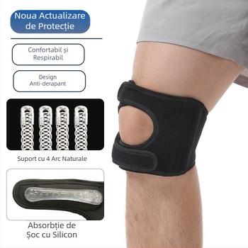 Protecție pentru genunchi cu Curea patelară, cauciuc, amortizare din silicon, respirabilă, pentru adulți, pentru alergare, ciclism și drumeții