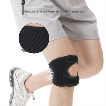 Protecție pentru genunchi cu Curea patelară, cauciuc, amortizare din silicon, respirabilă, pentru adulți, pentru alergare, ciclism și drumeții