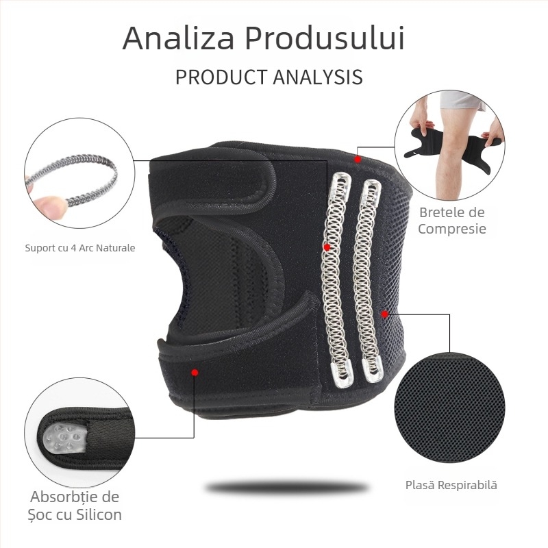Protecție pentru genunchi cu Curea patelară, cauciuc, amortizare din silicon, respirabilă, pentru adulți, pentru alergare, ciclism și drumeții