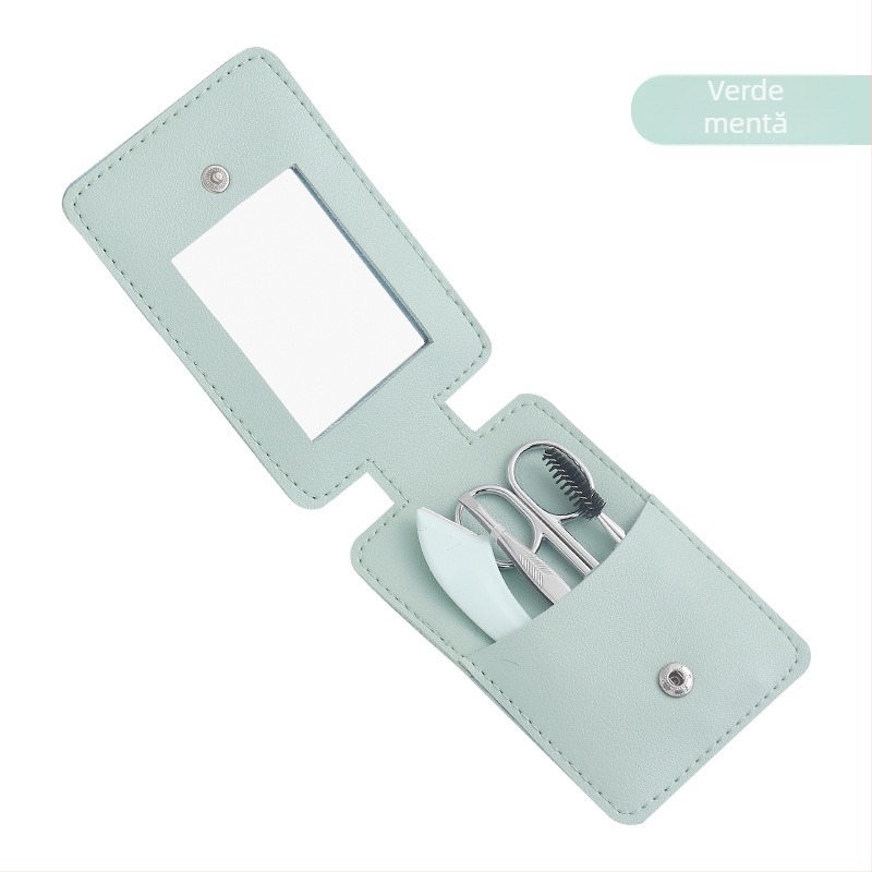 Set de îngrijire a sprâncenelor, 4 piese: lamă pentru sprâncene, foarfecă de machiaj, clips sprâncene — oțel inoxidabil și ABS