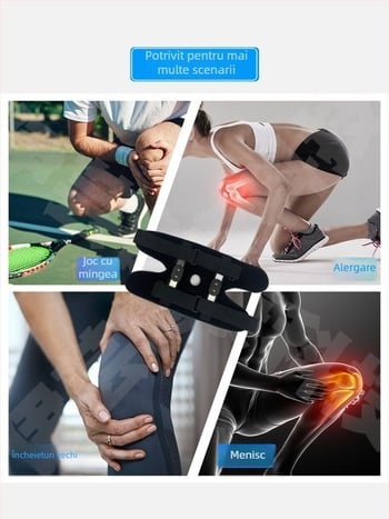 Genunchiere cu spațiu EVA circular pentru protecția patelarei, utilizare în drumeții, baschet și fotbal. Confecționare din SBR, țesătură, nailon și oțel.