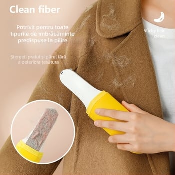 Îndepărtător de păr în formă de banană — mini, dublu fațat, role pentru păr de animale de companie, din plastic, stil modern