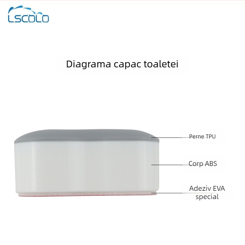 Garnitură pentru capacul de toaletă — ABS+TPU, LSCOLO, montaj cu pastă, stil modern minimalist
