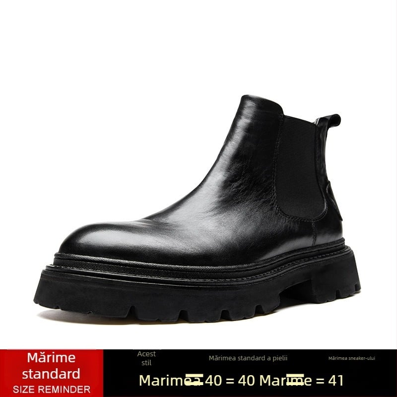 Ghete Martin cu talpă groasă și creștere a înălțimii, partea superioară din piele naturală, talpă din spumă de cauciuc, căptușeală din piele de porc
