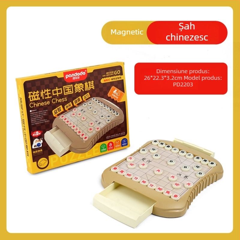 Set magnetic de jocuri de masă Gomoku și Flying Chess, cu sertar pliant, din plastic, Pan duoduo, pentru 7–14 ani, certificare 3C 2021152202038836