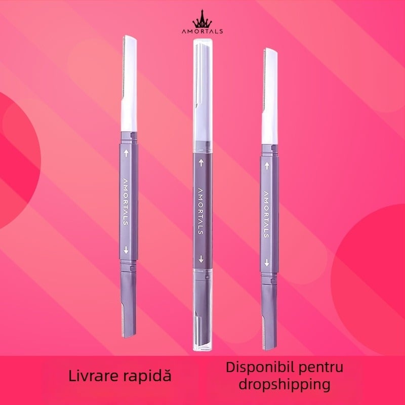 Amortals Trimmer pentru sprâncene – Plastic, Design sigur, pentru bărbați și femei, Set pentru începători