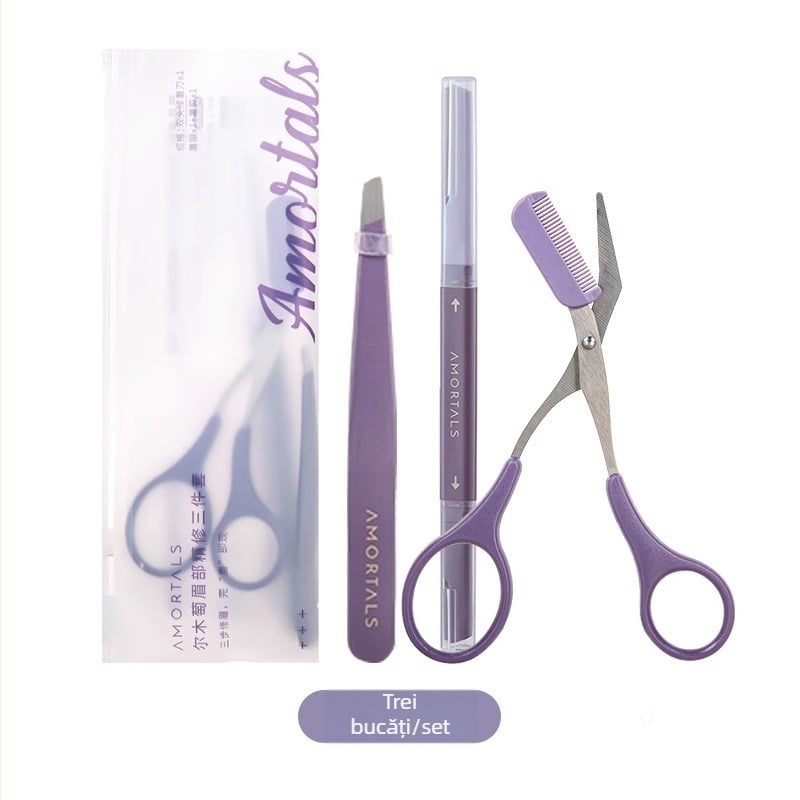 Amortals Trimmer pentru sprâncene – Plastic, Design sigur, pentru bărbați și femei, Set pentru începători