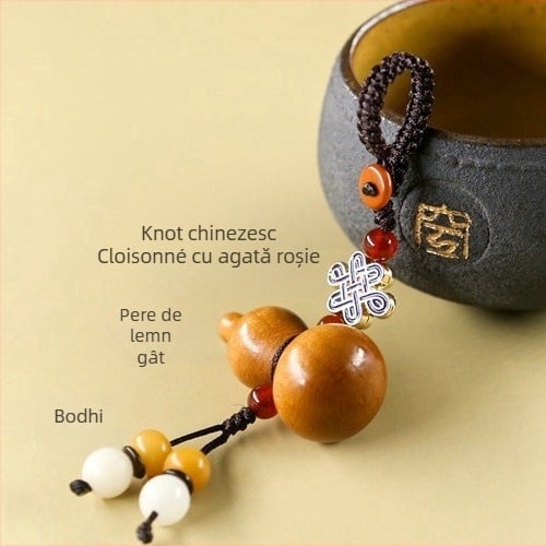 Lanț de chei pentru mașină din lemn de piersic, marca Mu ran, modelul 888