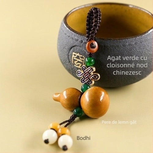 Lanț de chei pentru mașină din lemn de piersic, marca Mu ran, modelul 888