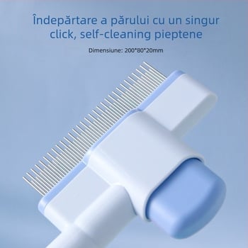 Pieptene de îngrijire pentru animale de companie, auto-curățare, dinți în linie dreaptă, pentru pisici și câini — ABS + ace din oțel, LB-095529