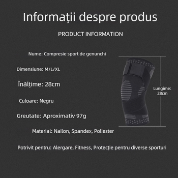 Protecție de genunchi, fibră de poliester, 95 g, pentru adulți