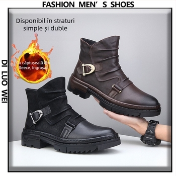 Ghete Martin Dilloway, piele de vită de primă clasă, talpă din cauciuc, fermoar lateral, căptușeală din piele naturală