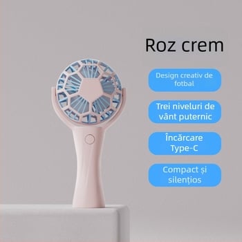 Ventilator de mână portabil - Motor brushless, Baterie încorporată 500–800 mAh, 3 trepte de viteză, autonomie 3–6 h