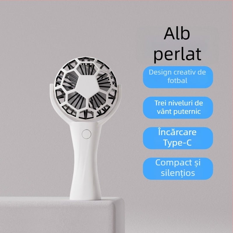 Ventilator de mână portabil - Motor brushless, Baterie încorporată 500–800 mAh, 3 trepte de viteză, autonomie 3–6 h