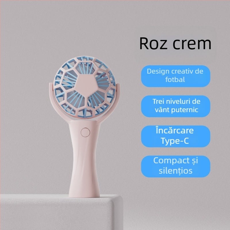 Ventilator de mână portabil - Motor brushless, Baterie încorporată 500–800 mAh, 3 trepte de viteză, autonomie 3–6 h