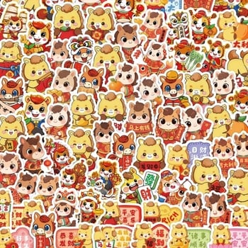 Stickere cu ponei desenati – impermeabile, imprimare, greutate 60 g, 100 bucăți, stil drăguț