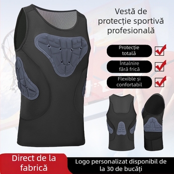 Vestă protectoare combinată pentru sporturi, cu umplutură din burete, pentru adulți; protecție a taliei; potrivită pentru fotbal, baschet, rugby, baseball și schi