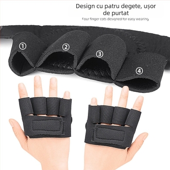 Mănuși cu degete pe jumătate pentru ridicare greutăți, cu protecție a palmei din SBR