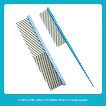 Polaroid Pieptene demătator pentru câini, metal, perie de îngrijire, set 96 bucăți