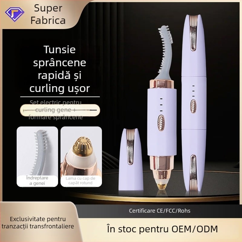 Trimmer electric pentru sprâncene, alimentare USB, corp din ABS, de buzunar, lavabil