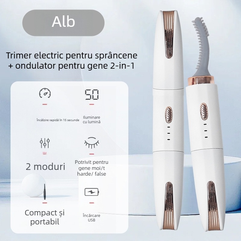 Trimmer electric pentru sprâncene, alimentare USB, corp din ABS, de buzunar, lavabil