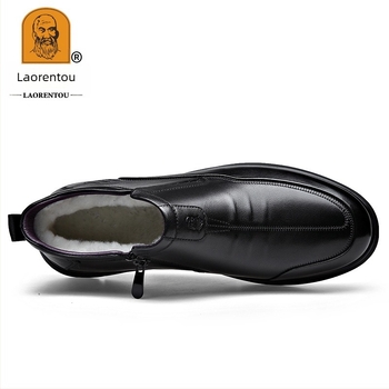 Ghete Chelsea de iarnă pentru bărbați – partea superioară din piele de vitel de înaltă calitate, căptușeală din lână și shearling, talpă din cauciuc