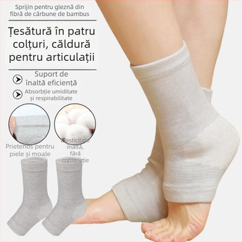 Gleznă orteză pentru toamnă-iarnă, elasticitate cu patru fețe, material respirabil din bambus-carbon, fibră poliesterică, pentru alergare și fotbal, protecție a glezei și stabilizare entorse