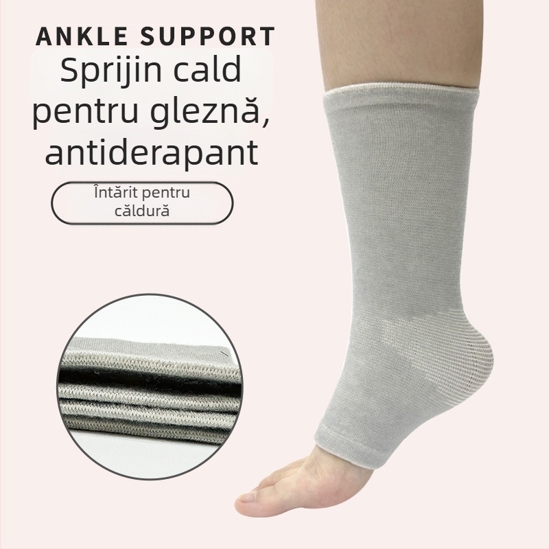 Gleznă orteză pentru toamnă-iarnă, elasticitate cu patru fețe, material respirabil din bambus-carbon, fibră poliesterică, pentru alergare și fotbal, protecție a glezei și stabilizare entorse