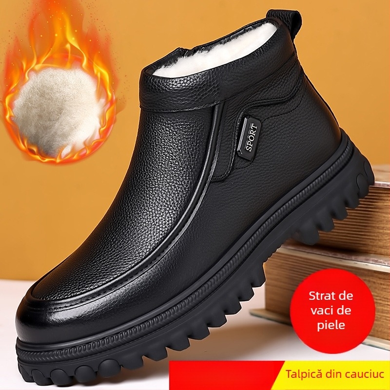 Ghete Martin pentru bărbați, înalte, din piele de vită de primă clasă, talpă din cauciuc, căptușeală din lână și cașmir, stil vintage casual