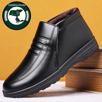 Cizme de iarnă înalte din bumbac, cu căptușeală din pluș, partea superioară PU îngroșată și talpă turnată prin injecție