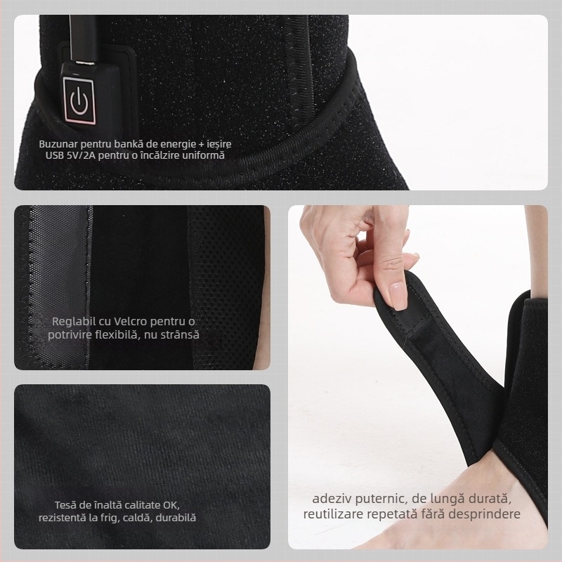 Orteza de gleznă cu încălzire infraroasă și încălzire electrică pentru ameliorarea entorsei; pentru adulți, potrivită pentru fotbal, alergare și ciclism.