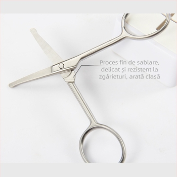 Foarfece de machiaj – oțel inoxidabil, mâner rotund, tăierea sprâncenelor și a părului din nas