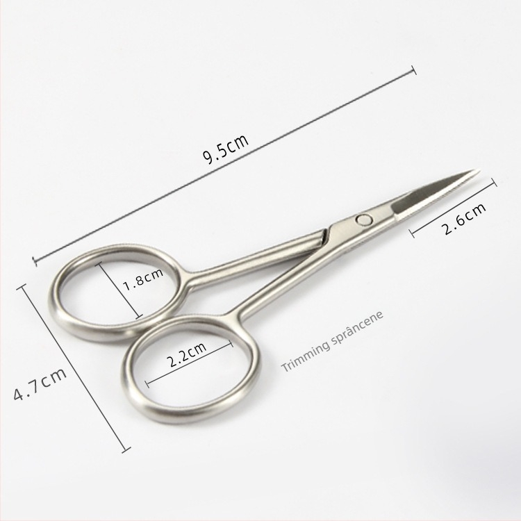 Foarfece de machiaj – oțel inoxidabil, mâner rotund, tăierea sprâncenelor și a părului din nas