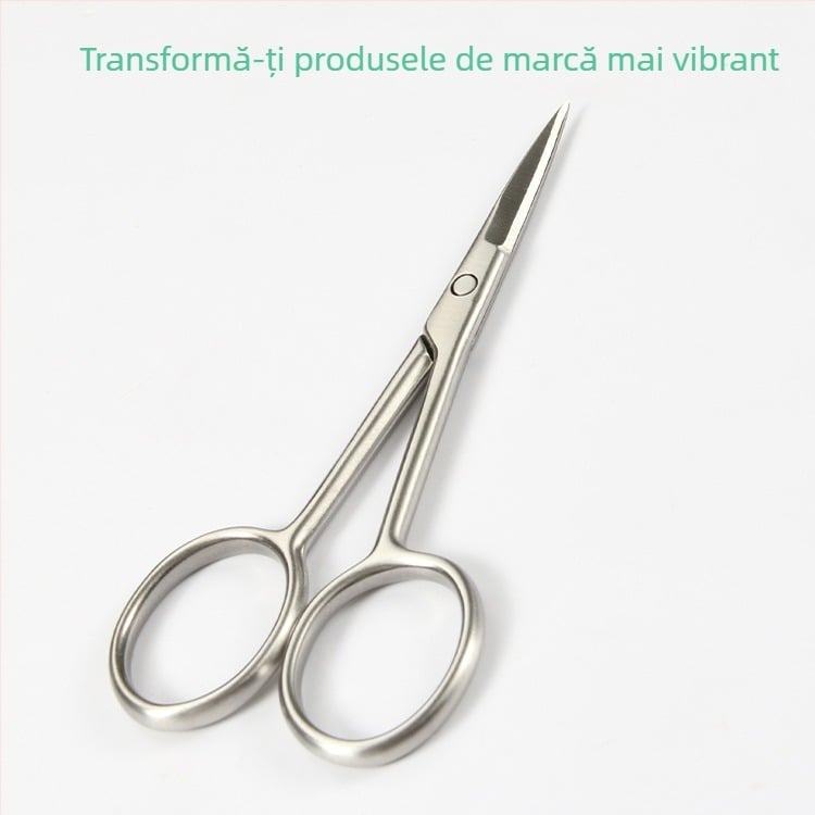 Foarfece de machiaj – oțel inoxidabil, mâner rotund, tăierea sprâncenelor și a părului din nas